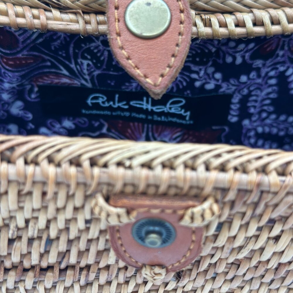 Pink Haley Handmade Rattan Crossbody Bag – Bali Style - Picture 5 of 7